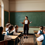 A classroom where students are captivated by a teacher telling a historical story, sparking their imagination and interest in learning.